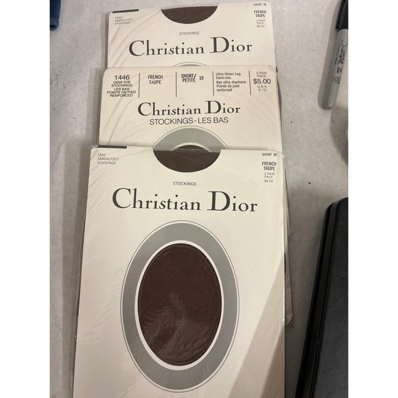 Vintage Christian Dior stockings for garters 3 pkg 6 pr. French Taupe 10 short - Picture 1 of 4